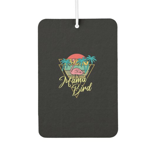 Mama Bird Flamingo Sunset Palm Tree Beach 80er Autolufterfrischer (Vorderseite)