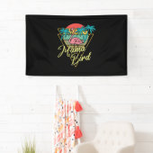 Mama Bird Flamingo Sunset Palm Tree Beach 80er Banner (Insitu)