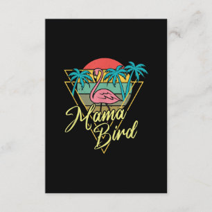 Mama Bird Flamingo Sunset Palm Tree Beach 80er Begleitkarte