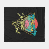 Mama Bird Flamingo Sunset Palm Tree Beach 80er Fleecedecke (Vorderseite (Horizontal))