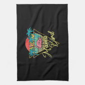 Mama Bird Flamingo Sunset Palm Tree Beach 80er Geschirrtuch (Vertikal)