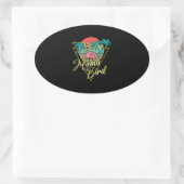 Mama Bird Flamingo Sunset Palm Tree Beach 80er Ovaler Aufkleber (Tasche)