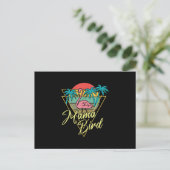 Mama Bird Flamingo Sunset Palm Tree Beach 80er Postkarte (Stehend Vorderseite)