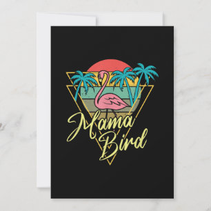 Mama Bird Flamingo Sunset Palm Tree Beach 80er Save The Date
