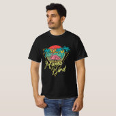 Mama Bird Flamingo Sunset Palm Tree Beach 80er T-Shirt (Vorne ganz)