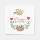 Mama Bird Fliegen mit Hearts Baby Shower Serviette (Vorderseite)