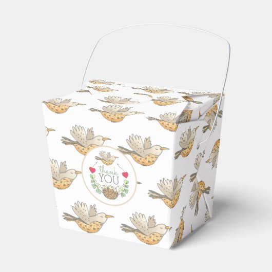 Mama Bird Flug über Nest mit Herz Danke F Geschenkschachtel (Vorderseite)