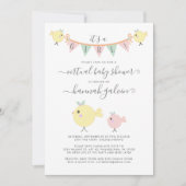 Mama Bird Little Chick Virtual Baby Girl Dusche Einladung (Vorderseite)