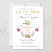 Mama Bird mit Herz und Nest Baby Dusche Magneteinladung (Vorderseite)