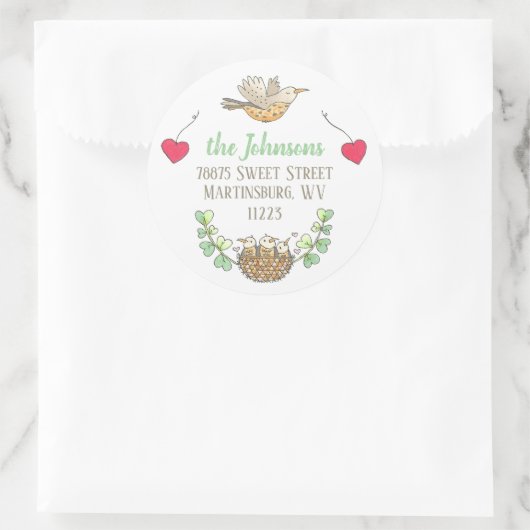 Mama Bird-Rücksendeadresse Runder Aufkleber (Tasche)