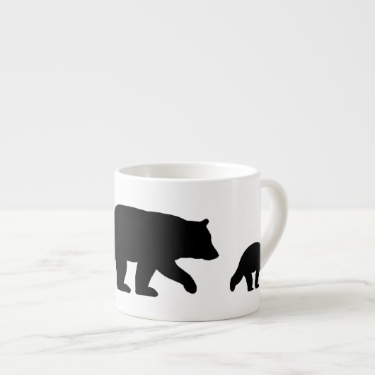Mama Black Bear mit Cubs Silhouetten | Wildtiere Espressotasse (Vorderseite Rechts)