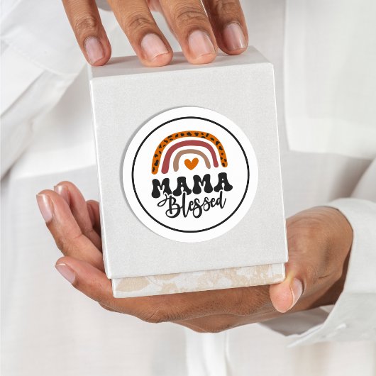 Mama Blessed Runder Aufkleber