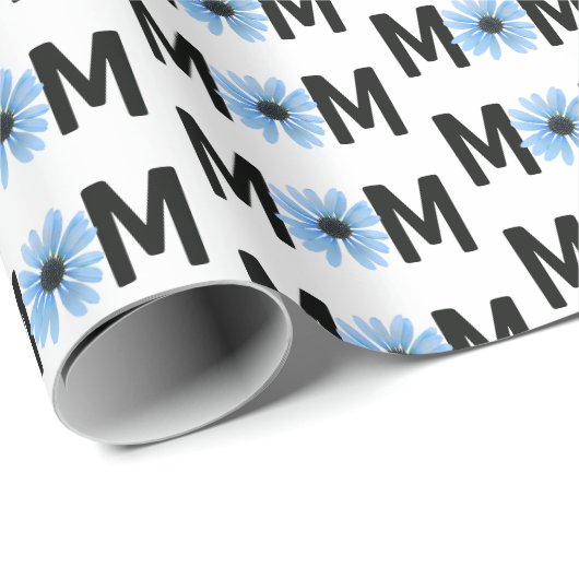Mama Blue Daisy Design Geschenkpapier (Rolleneckpunkt)