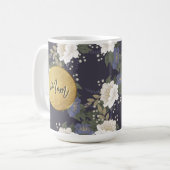 Mama | Blue Floral Personalisiert Coffee Tasse (Vorderseite Links)