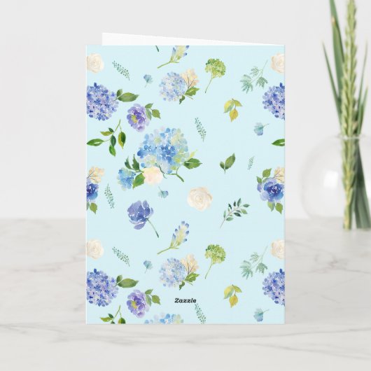 MAMA Blue Hydrangeas Floral Happy Mother Day Karte (Rückseite)