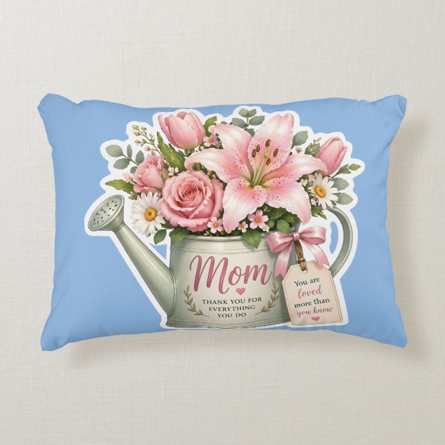 Mama-Blumen-Gießkanne Dekokissen (Vorderseite)