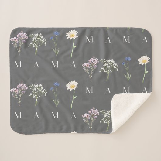 MAMA Blumen zum Muttertag, Geschenk - sanft und se Sherpadecke (Vorderseite (Horizontal))