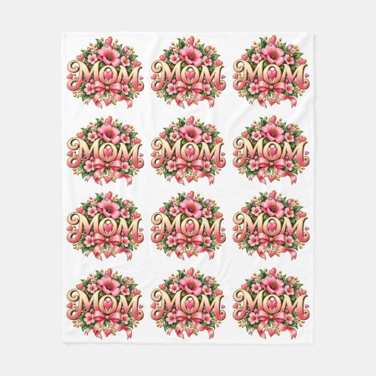 Mama Blumenfleece-Decke, rosa Blumen-Mutter- Fleecedecke (Vorderseite)