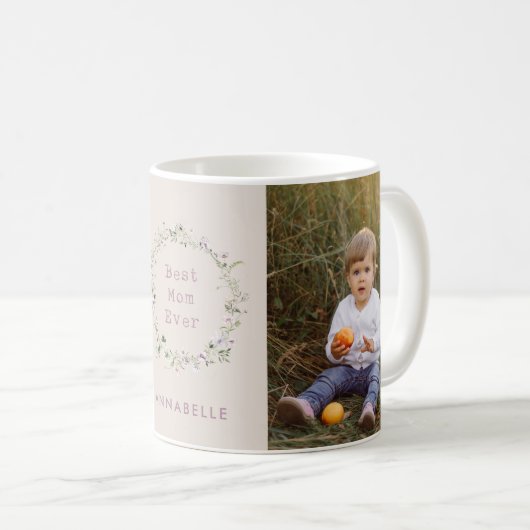 Mama Blumenkranz Geschenk einfach elegant Mädchen Kaffeetasse (VorderseiteRechts)