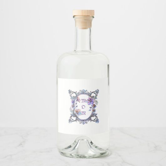 Mama Blumenrahmen Alkoholflaschenetikett (Vorderseite)
