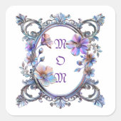 Mama Blumenrahmen Quadratischer Aufkleber (Vorderseite)