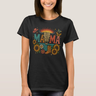 Mama Blumenstickerei-Design Cowgirl Boho Mama T-Shirt