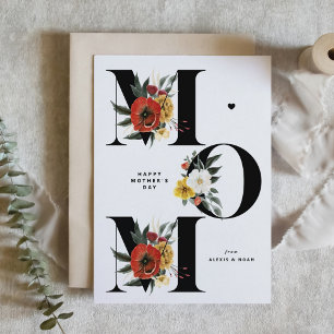 MAMA Boho Blume Black Happy Mother Day Feiertagskarte
