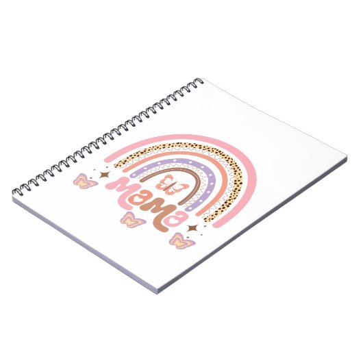 Mama Boho Rainbow mit Schmetterlingen Notizblock (Linke Seite)