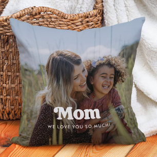 Mama   Boho Text Overlay mit zwei Fotos Kissen