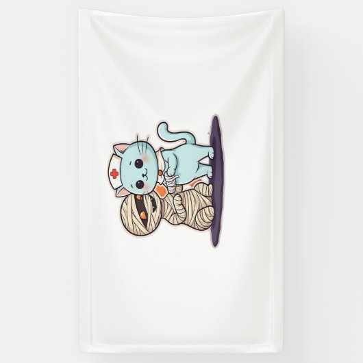Mama Boo-Boo Krankenschwester Katze zum Retten! Cl Banner (Vertikal)