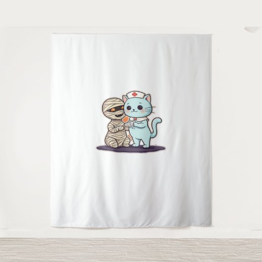 Mama Boo-Boo Krankenschwester Katze zum Retten! Cl Wandteppich (Vorderseite)