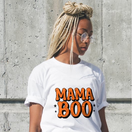 Mama Boo Orange Black Halloween Family Matching Tri-Blend Shirt