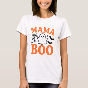 Mama Boo Orange & Black   Niedlich Halloween Famil T-Shirt