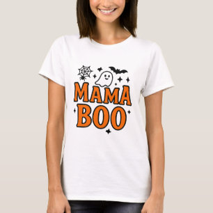 Mama Boo Orange & Black Niedlich Halloween Famil T-Shirt