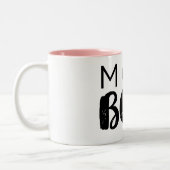 MAMA BOSS Moderne Typografie Script Trendy Chic Zweifarbige Tasse (Links)
