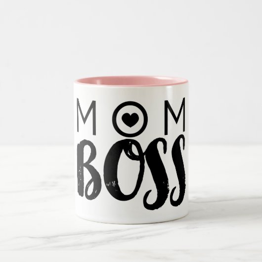 MAMA BOSS Moderne Typografie Script Trendy Chic Zweifarbige Tasse (Mittel)