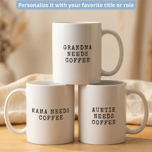 Mama braucht Kaffee Minimalistische Schreibmaschin Kaffeetasse