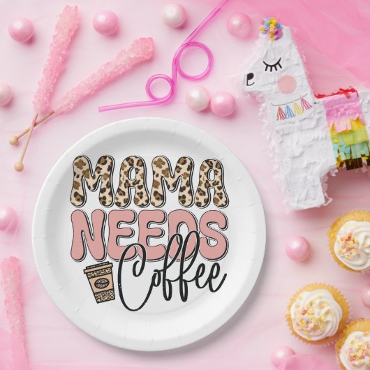 Mama braucht Kaffee Pappteller (Party)
