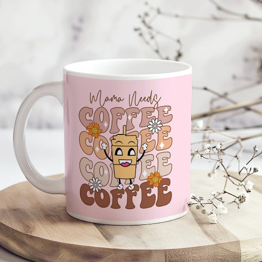 "Mama braucht Kaffee" Retro Pastel Floral Kaffeetasse