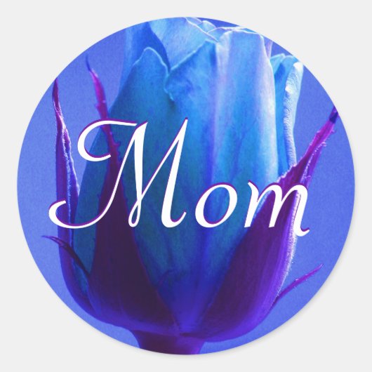 Mama Bright Blue Rose Aufkleber (Vorderseite)