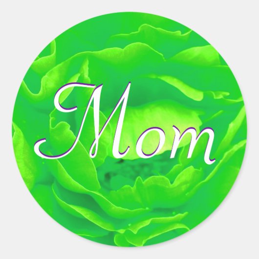 Mama Bright Green Rose Aufkleber (Vorderseite)