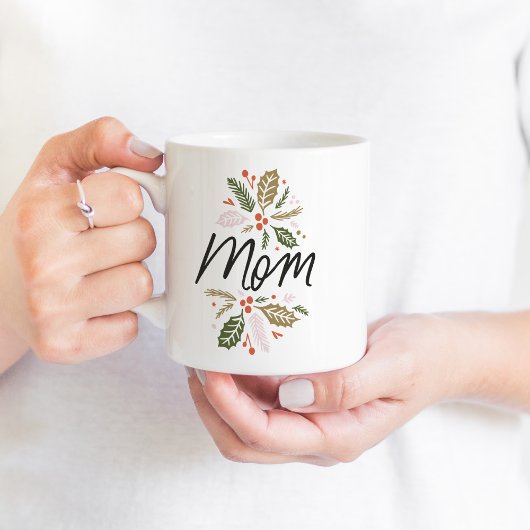 Mama Bright Holly Christmas Black Script Kaffeetasse