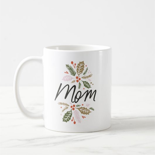 Mama Bright Holly Christmas Black Script Kaffeetasse (Links)