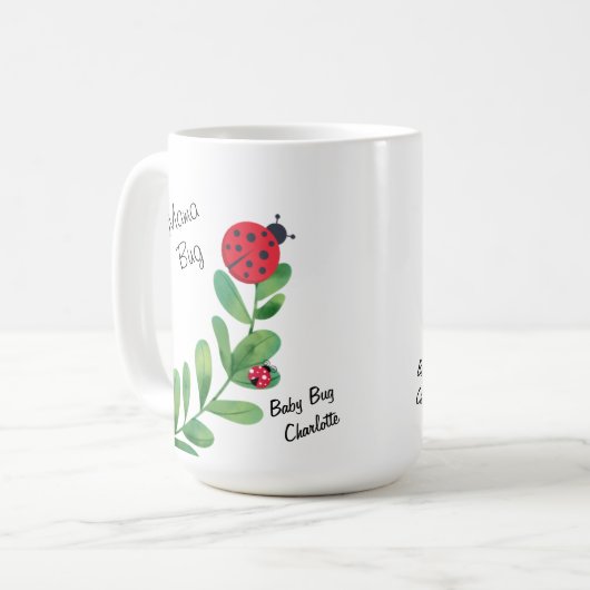 Mama Bug + Baby Bug Kaffee-Tasse mit Pflanze nach Kaffeetasse (Vorderseite Links)