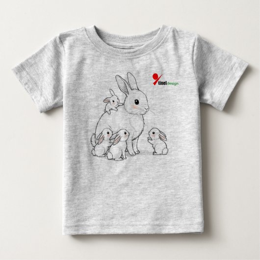 Mama Bunny & Babies Baby T - Shirt (Vorderseite)