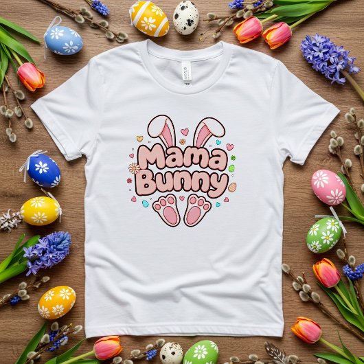 Mama Bunny Easter mit Niedlichen Kaninchenohren un Tri-Blend Shirt