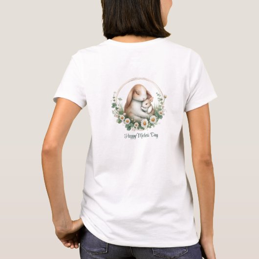 Mama bunny und baby bunny white daisy Mother's Day T-Shirt (Rückseite)