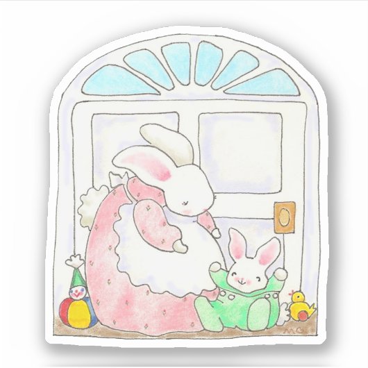 Mama Bunny und Babyaufkleber Aufkleber (Vorderseite)
