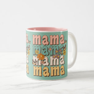 Mama Buntgeschenk zum Muttertag im Retro-Stil Zweifarbige Tasse