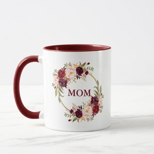 Mama Burgund Wasserfarben Tasse (Links)